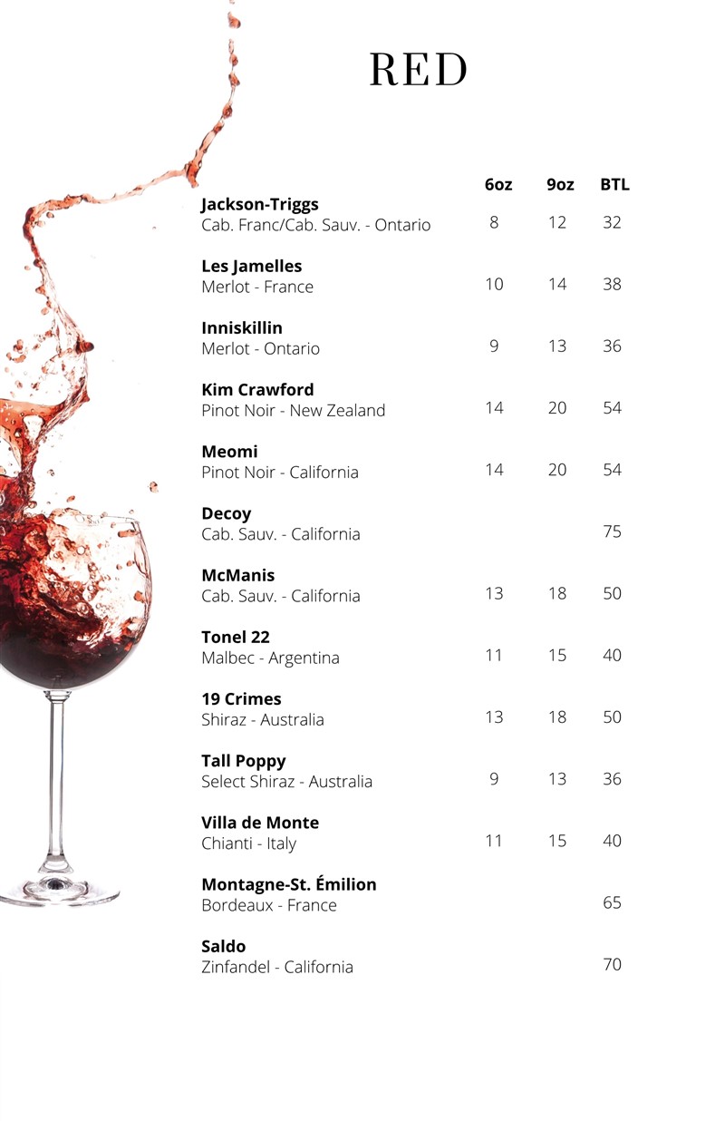 Wine menu